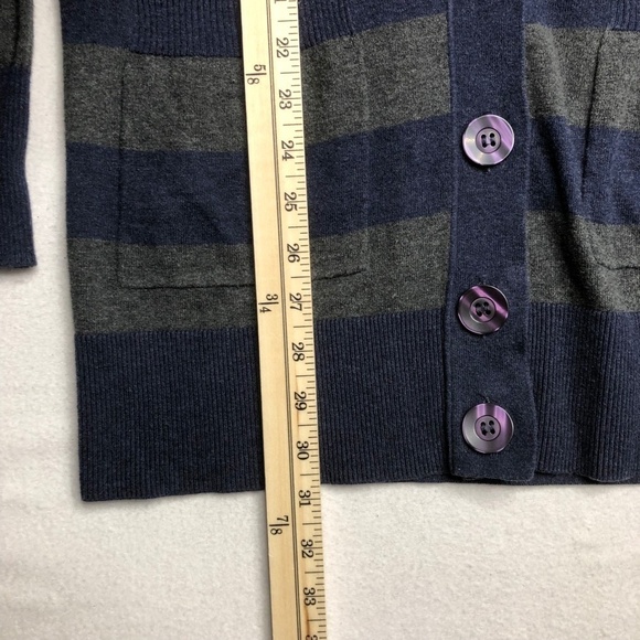 Rubbish Women Blue Gray Cardigan‎ Stripped Large 100% Cotton - Picture 7 of 16